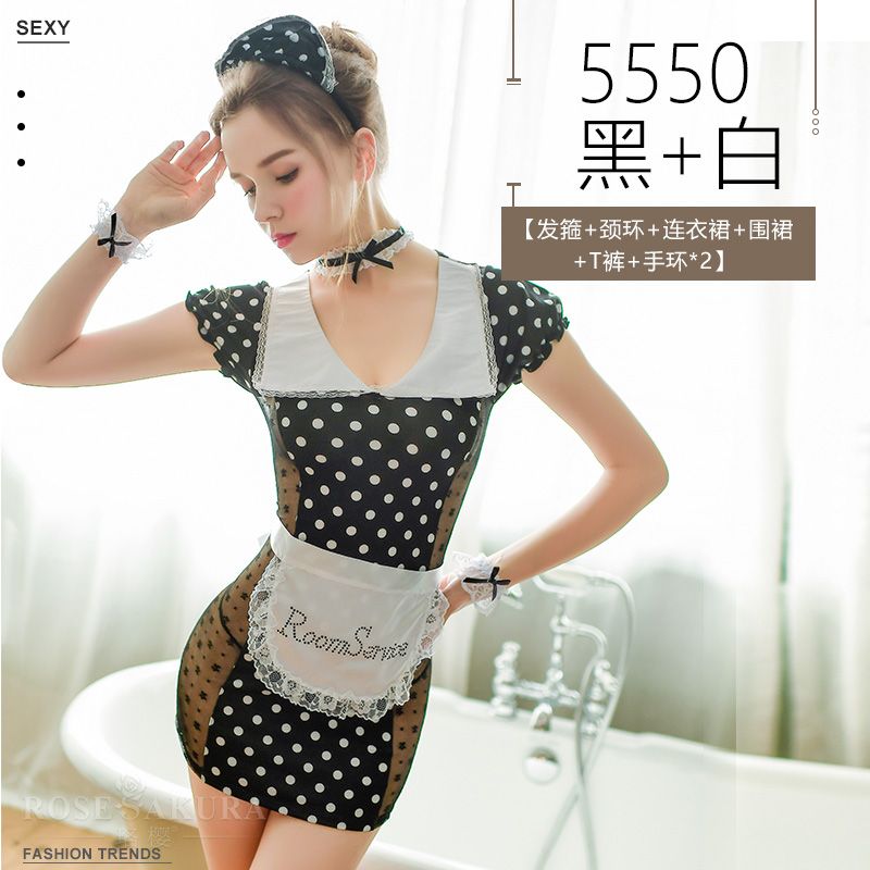 珞樱烫钻围裙波点女佣套装 发箍+颈环+连衣裙+围裙+T裤+手环*2 5550